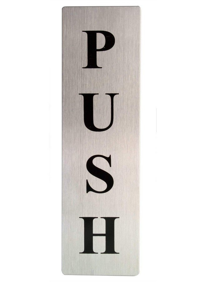 eS³kube Self Adhesive Stainless Steel PUSH & PULL Metal Signage Board- Set of 4 Pieces - Image 2