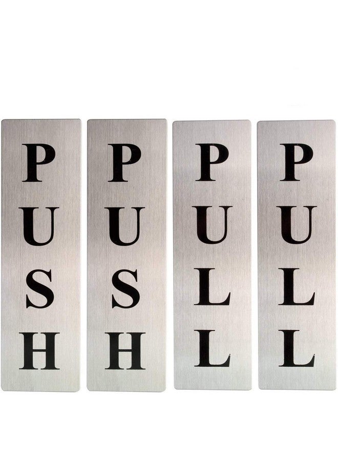 eS³kube Self Adhesive Stainless Steel PUSH & PULL Metal Signage Board- Set of 4 Pieces - Image 1