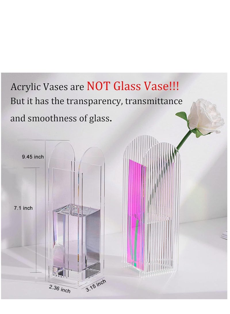 KASTWAVE مزهرية أكريليك حديثة مزهرية قوس هندسية حاوية نباتات وزهور فريدة لتزيين المنزل والمكتب ومركز الطاولة في حفلات الزفاف - Image 4