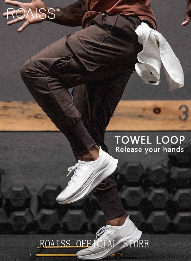 roaiss Workout Pans for Men Casual Trend Running Fitness Youth Sweatpants Solid Pants Men's Summer Men's Pants Men's Jogger Pants Athletic Track Pants with Zipper Pockets Quick-drying Leggings Thin Sports Pants  - Image 3