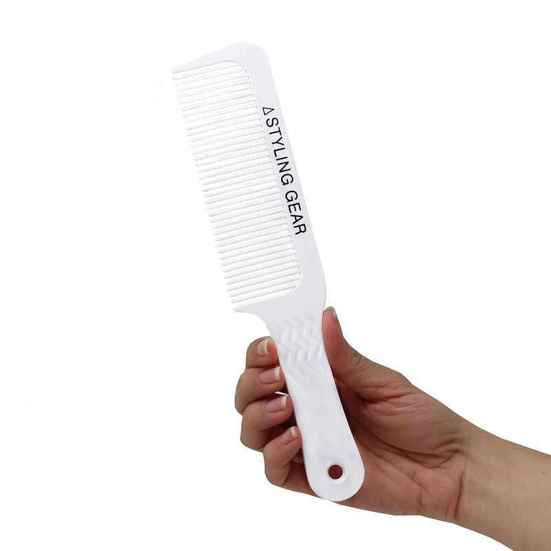 Styling Gear 404 Clipper 9 In Wavy Tooth Flat Top Clipper Blending Comb Cutting Barber Hairstylist Combs Flexible 1 Pc White