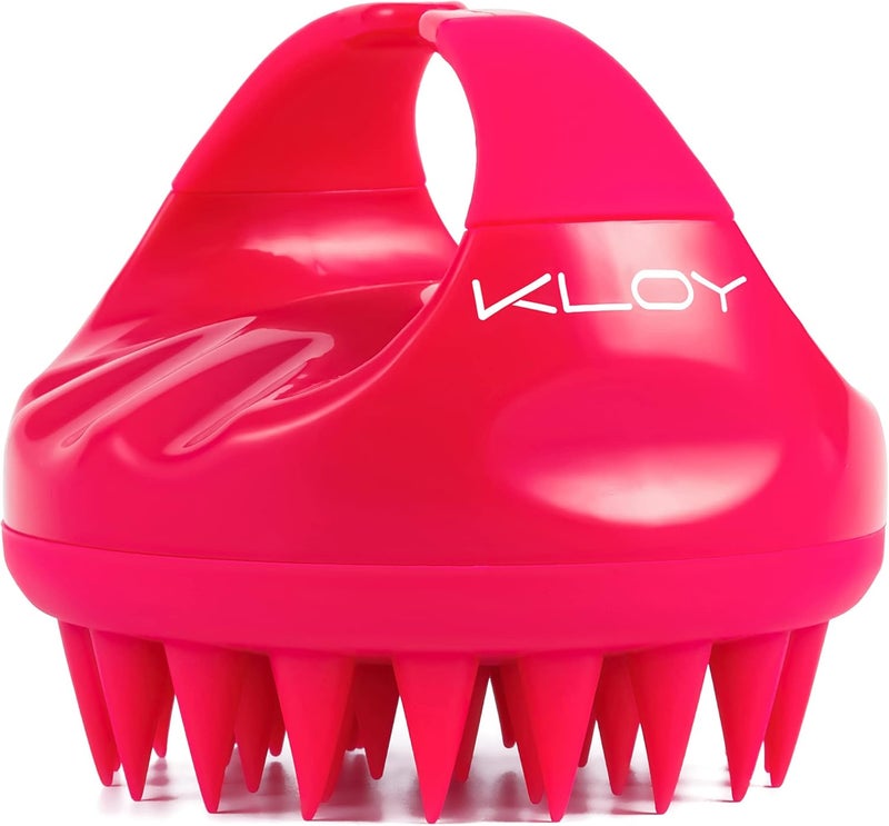 KLOY Hair Scalp Massager Shampoo Brush With Soft Silicone Bristles- Red - Image 1
