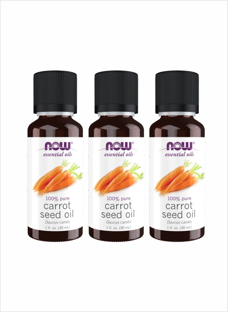NOW Carrot Seed Essential Oil - Nourishing & Pure, 30ml (Pack of 3)