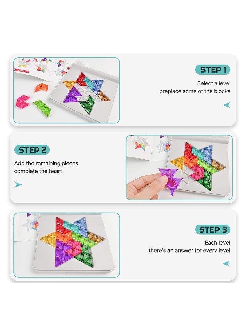 CMGTYYD. أحجية - أحجية تانغرام، مكعبات تركيب، مكعبات على شكل دماغ، لعبة أحجية هندسية، منطقية، ذكاء، هدية تعليمية من مونتيسوري للأطفال والكبار، لعبة أحجية نجمة سداسية الرؤوس. - Image 3