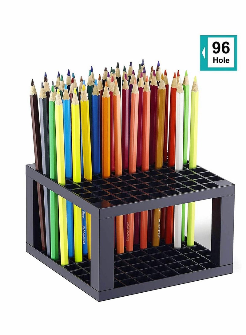 2 Pack 96 Hole Pencil Brush Holders, Multi Bin Plastic Desk Stand Organizer Holding Rack for Pens, Paint Brushes, Colored Pencils, Gel Pens, Markers and Modeling Tools, Storage & Organizing Crate - Image 3