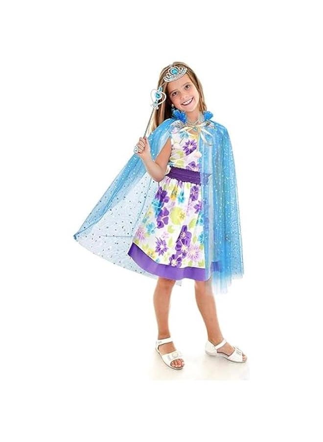 HOOKOR Princess Cape Set 7 Pieces Girls Princess Cloak with Tiara Crown, Wand for Little Girls Dress up (Princess Cape-pink)  - Image 1