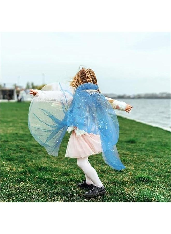 HOOKOR Princess Cape Set 7 Pieces Girls Princess Cloak with Tiara Crown, Wand for Little Girls Dress up (Princess Cape-pink)  - Image 3