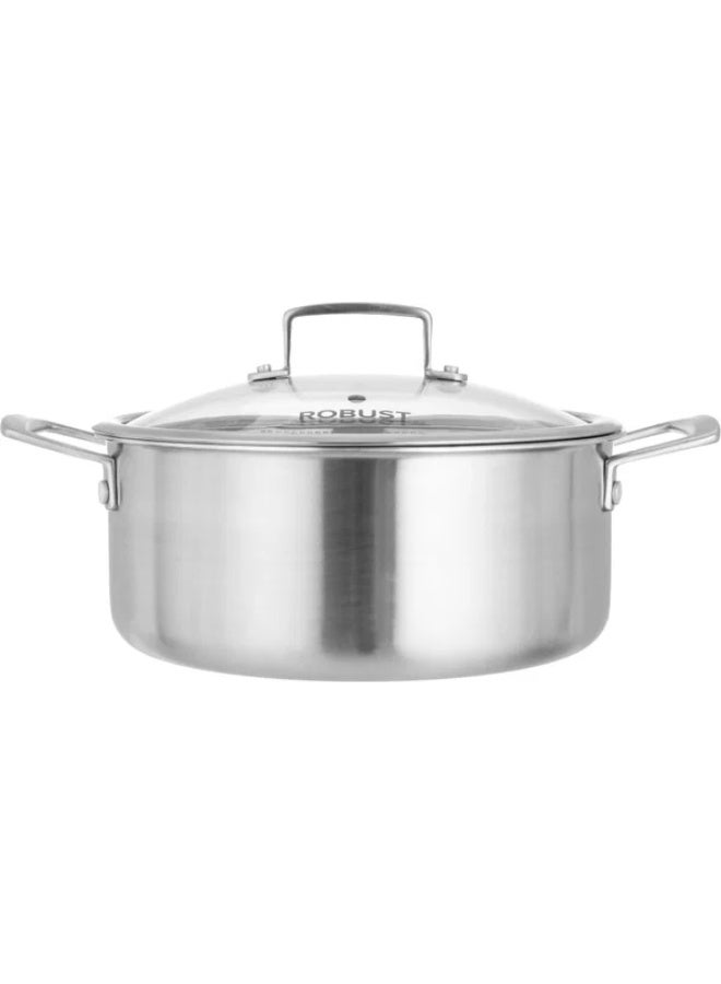 ROBUST Stainless Steel Saucepan with Glass Lid, 24 cm, 2.5 L - Silver - Image 2