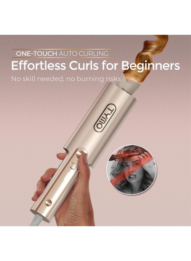 TYMO CurlPro Plus Automatic Rotating Curling Iron for Long Hair, Ceramic Barrel, 32mm, Gold - Image 4