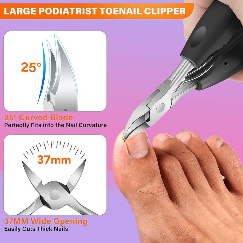 6pcs Professional Stainless Steel Nail Clipper Set Heavy Duty Foot Care Kit For Elderly Home Use And Nail Salon - Image 2