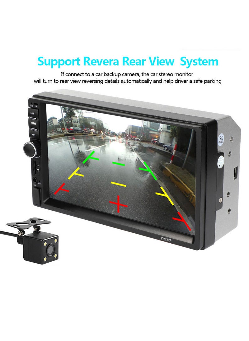 Generic - 7-inch Double Din Car Stereo Receiver 2 Din Car Radio Autoradio Touchscreen BT MP5 Player with Reversing Camera Remote Control - Image 1