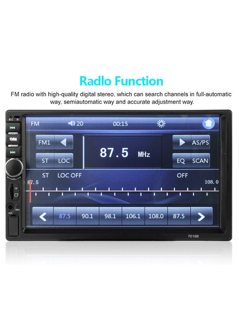Generic - 7-inch Double Din Car Stereo Receiver 2 Din Car Radio Autoradio Touchscreen BT MP5 Player with Reversing Camera Remote Control - Image 1