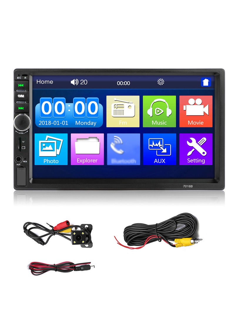 Generic - 7-inch Double Din Car Stereo Receiver 2 Din Car Radio Autoradio Touchscreen BT MP5 Player with Reversing Camera Remote Control - Image 1