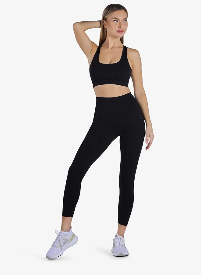 YesEco YesEco Women’s Black Sports Leggings – High-Waist, Stretchable, Moisture-Wicking Activewear Pants – Recycled Nylon | Ideal for Yoga, Gym, Running, Pilates & Hiking (Only Pant)