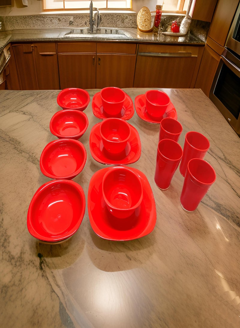 إيكو بلاست طقم اطباق عشاء وسط - 16 قطعة -احمر - Image 1