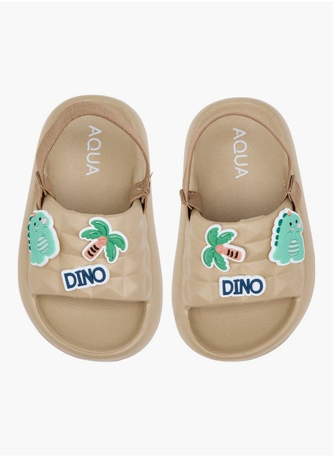 Boys Dinosaur Applique Slides with Elasticated Strap