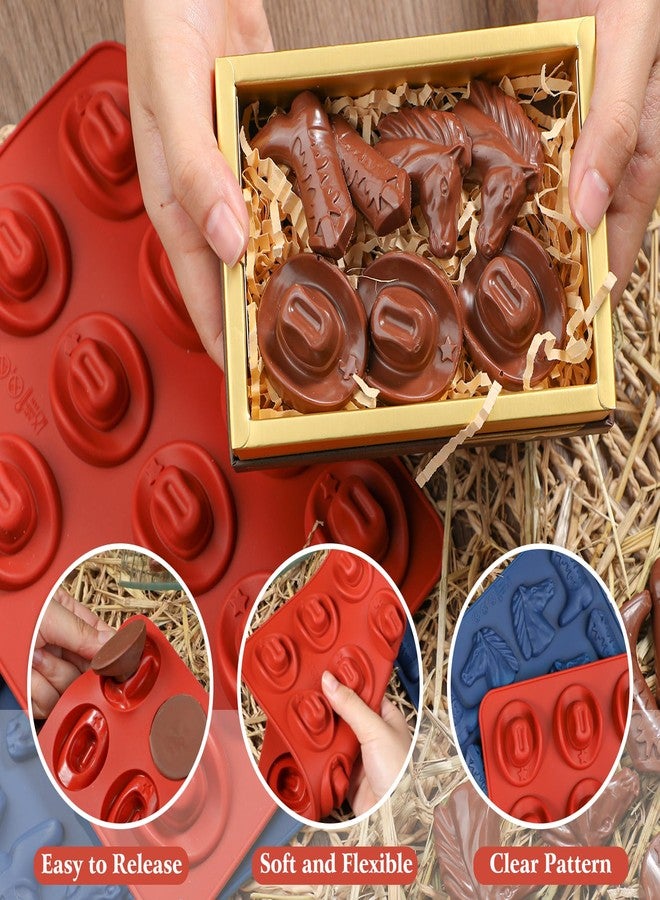 وي بيك قوالب شوكولاتة ويبيك على شكل قبعة رعاة البقر وحذاء رعاة البقر وحصان، قالب سيليكون على شكل رعاة البقر للكب كيك وتزيين الكيك، لحفلات بطابع غربي، عبوة من قطعتين - Image 5