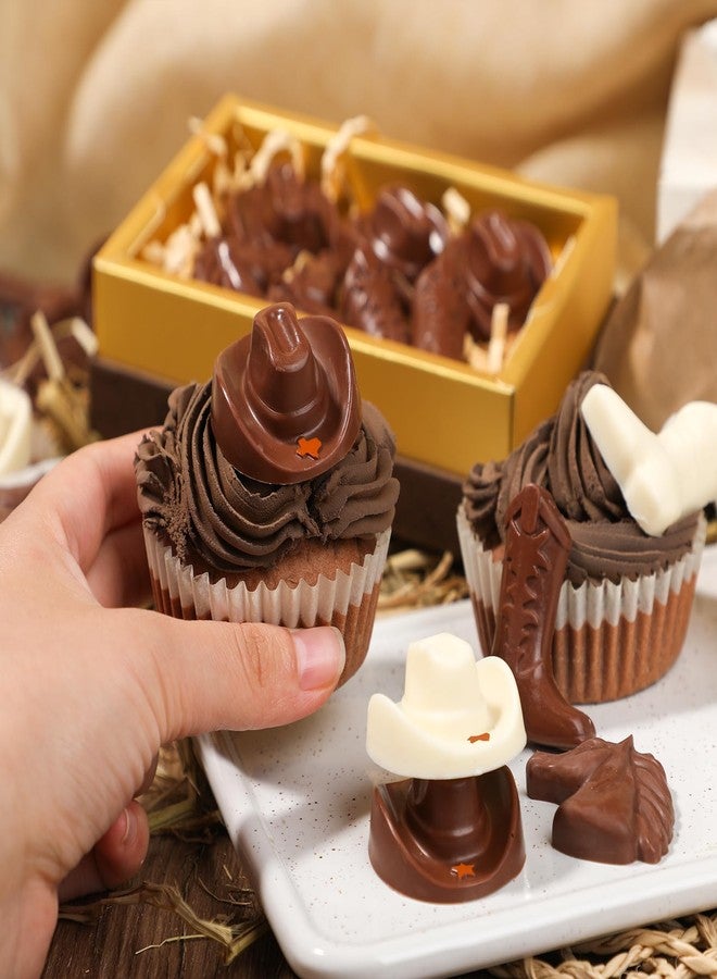 وي بيك قوالب شوكولاتة ويبيك على شكل قبعة رعاة البقر وحذاء رعاة البقر وحصان، قالب سيليكون على شكل رعاة البقر للكب كيك وتزيين الكيك، لحفلات بطابع غربي، عبوة من قطعتين - Image 2