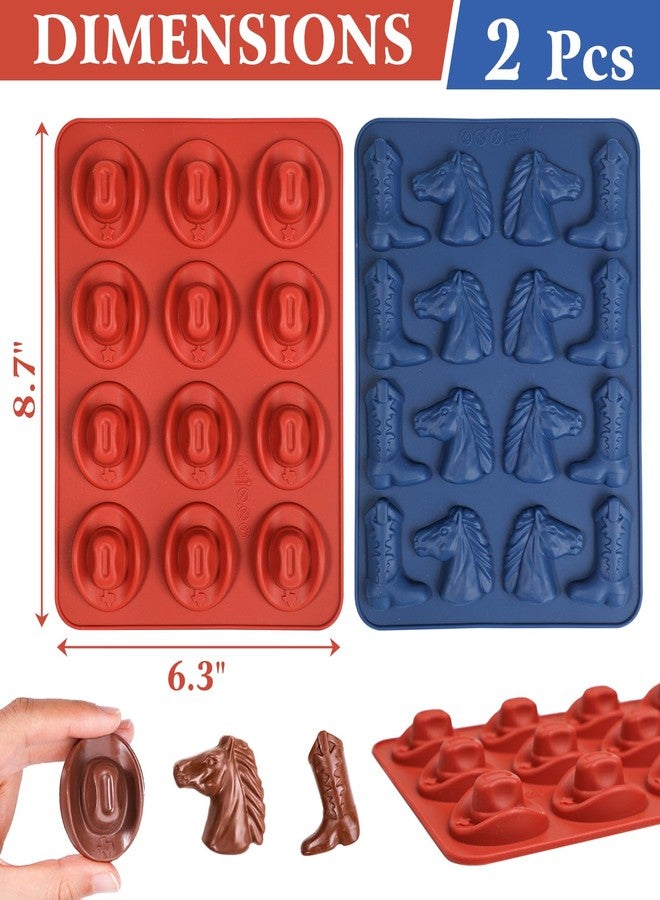 وي بيك قوالب شوكولاتة ويبيك على شكل قبعة رعاة البقر وحذاء رعاة البقر وحصان، قالب سيليكون على شكل رعاة البقر للكب كيك وتزيين الكيك، لحفلات بطابع غربي، عبوة من قطعتين - Image 4