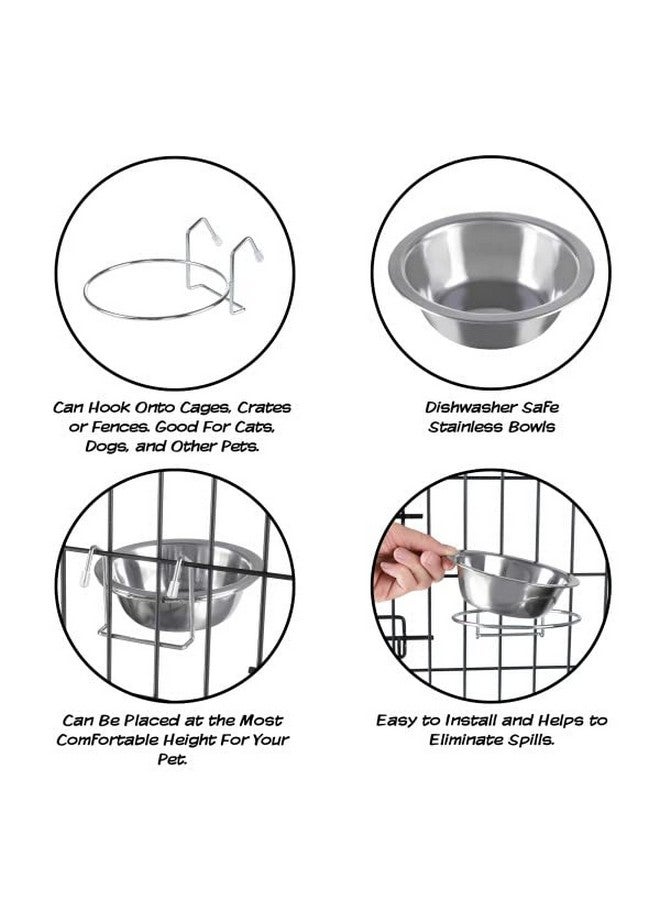 PETMAKER Set Of 2 StainlessSteel Dog Bowls  Cage, Kennel, And Crate Hanging Pet Bowls For Food And Water  8Oz Each And Dishwasher Safe By Petmaker, Silver - Image 4
