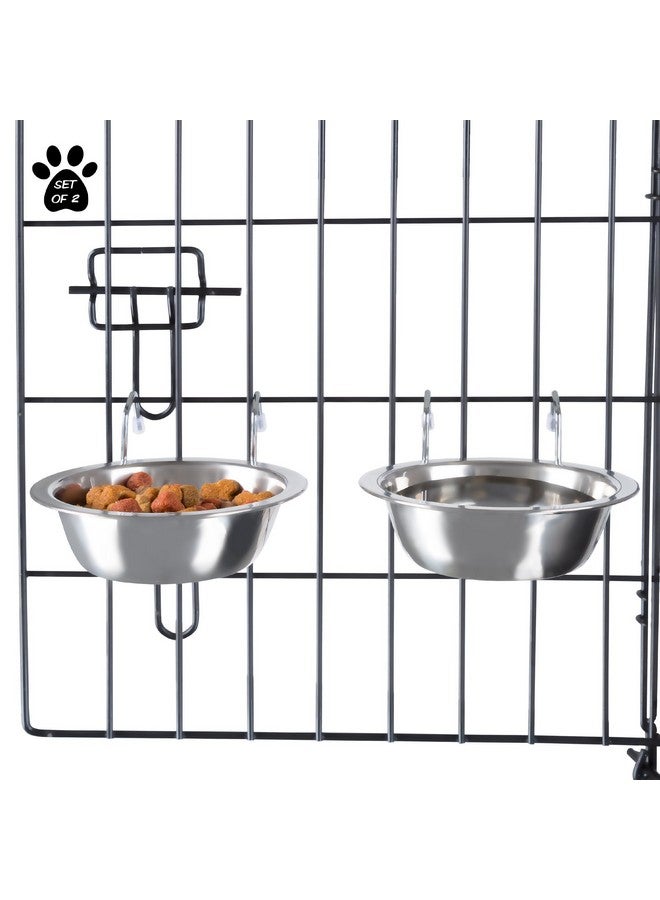 PETMAKER Set Of 2 StainlessSteel Dog Bowls  Cage, Kennel, And Crate Hanging Pet Bowls For Food And Water  8Oz Each And Dishwasher Safe By Petmaker, Silver - Image 1