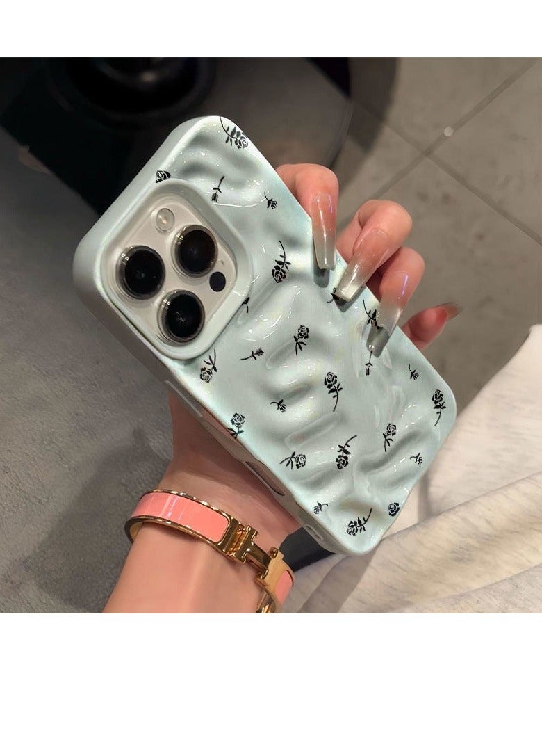 NIBEMINENT Full Screen Black Roses Protective TPU Case Cover For iPhone 14 Plus, Blue