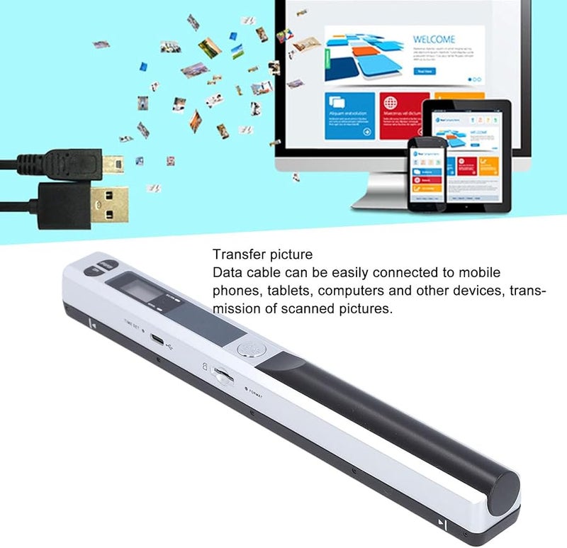 Silver Portable Scanner 900DPI Handheld Document Photo A4 Receipts Pictures Mobile USB Travel Scanner - Image 3