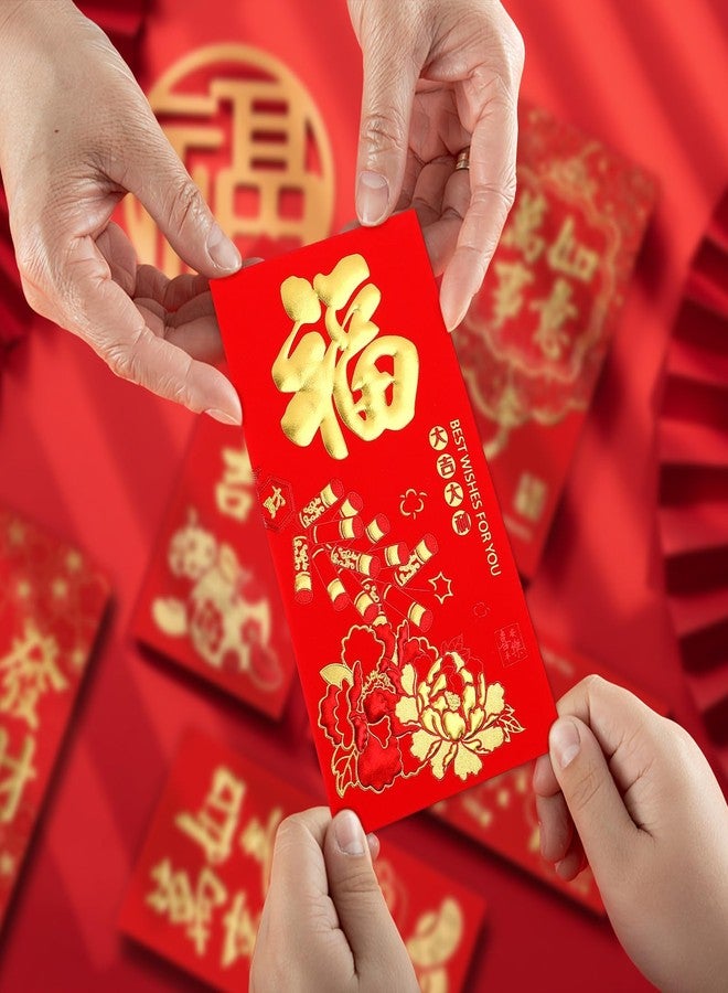 UPINS Chinese New Year Red Envelopes 2024, 48Pcs Lucky Hong Bao Money Red Envelopes Lunar Traditional Red Packets Envelopes for Spring Festivel Birthday Wedding Supplies Decor(3.5x6.6inches) - Image 5