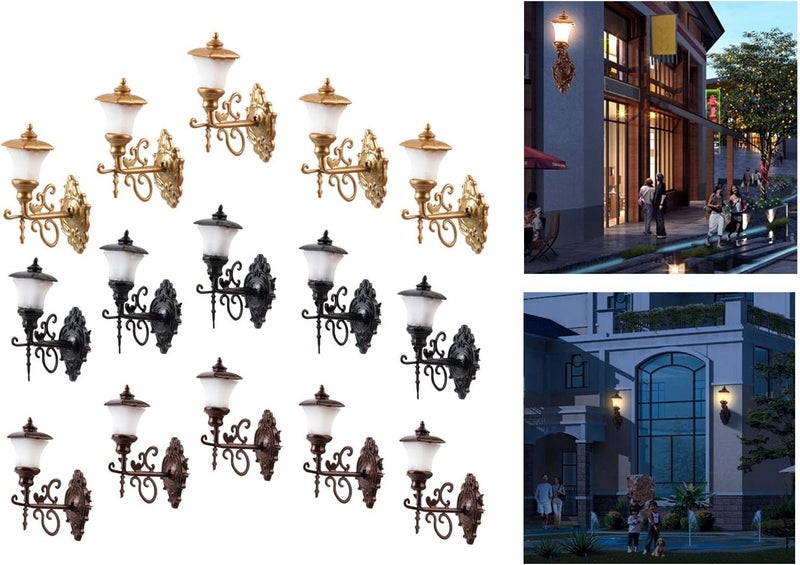 15pcs 1:87 Scale Miniature Wall Sconces LED Model Street Lamps for Garden Railroad Landscape - Image 3