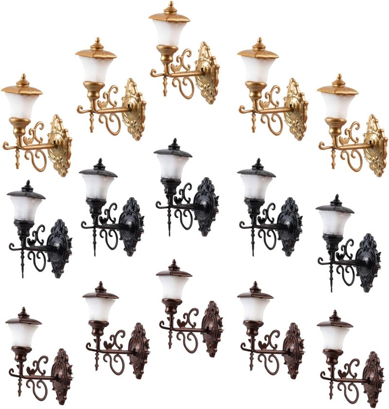 15pcs 1:87 Scale Miniature Wall Sconces LED Model Street Lamps for Garden Railroad Landscape - Image 1