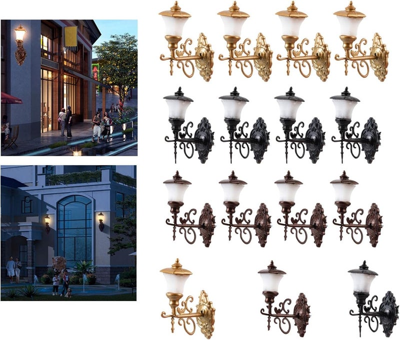 15pcs 1:87 Scale Miniature Wall Sconces LED Model Street Lamps for Garden Railroad Landscape - Image 5
