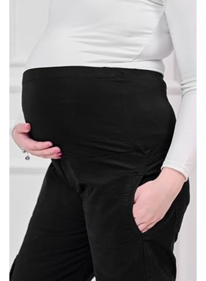 توباي بنطال كارجو جبردين للحوامل – قصة مريحة عملية بجيوب متعددة وحزام بطن مرن يناسب جميع مراحل الحمل - Image 1