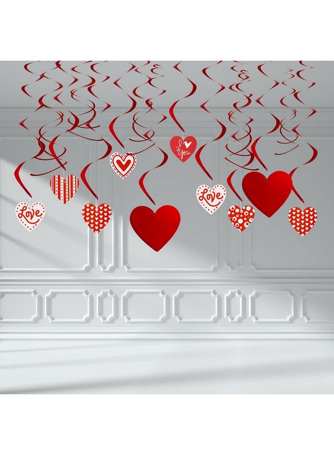 JOYIN طقم زينة عيد الحب 31 قطعة مع لافتة عيد حب سعيدة 1، 8 دوامات فويل، 14 دوامة معلقة مع قلادة قلب، 8 خلية نحل قلب حمراء وردية معلقة، مستلزمات حفلة عيد الحب - Image 5