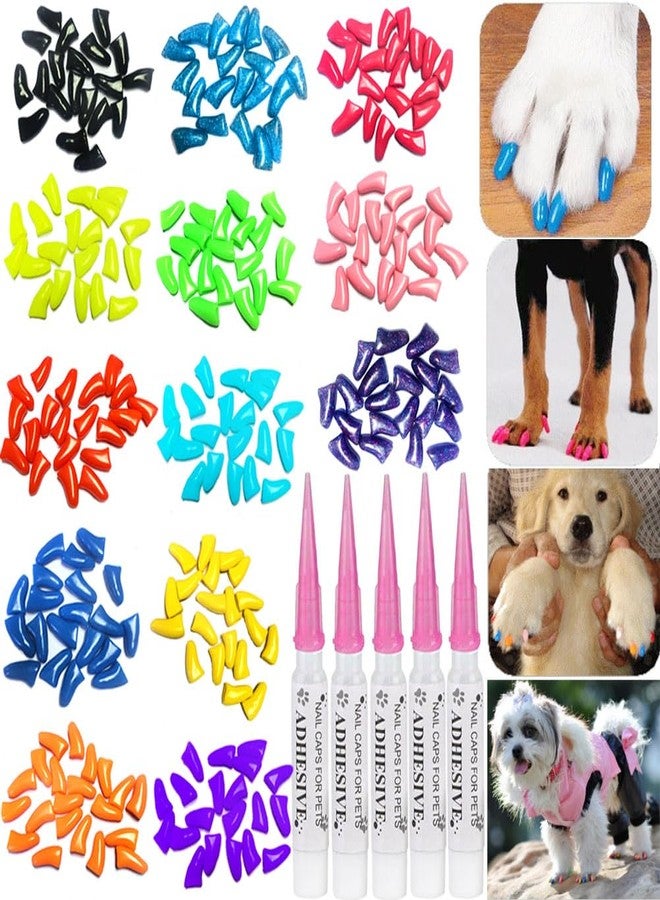 JOYJULY 100pcs Dog Nail Caps Dog Caps Dog Nail Covers for Pet Dog Paws with 5pcs Adhesive Glue+5pcs Applications and Instructions - Image 1