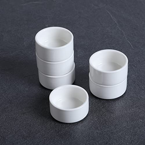 HAOTOP 1 oz Mini Porcelain Ramekins Set of 6, Small Ceramics Souffle Dish, Exactly Designed for Dipping Sauce, Ketchup, Salsa and Jams, 30ml White - Image 4