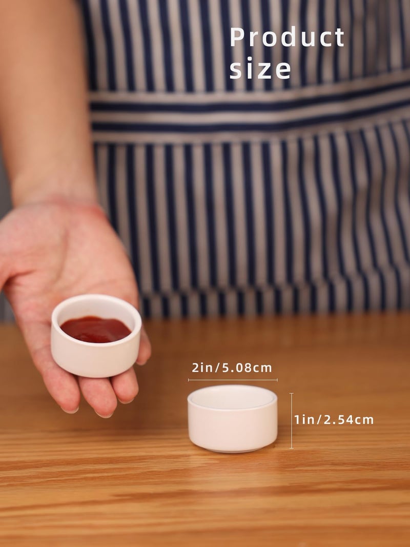 HAOTOP 1 oz Mini Porcelain Ramekins Set of 6, Small Ceramics Souffle Dish, Exactly Designed for Dipping Sauce, Ketchup, Salsa and Jams, 30ml White - Image 2