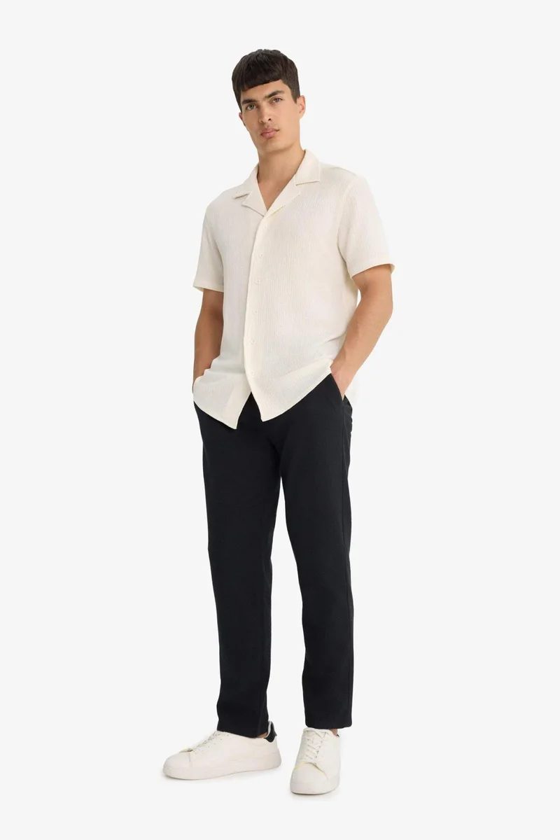 Defacto  Jogger Fit Elastic Waist Cotton Textured Trousers for Men | Best Price UAE