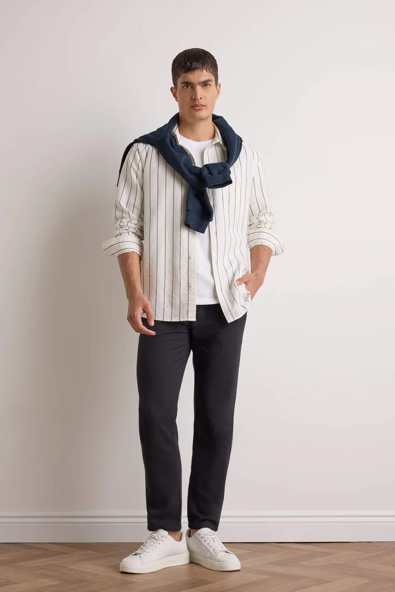 DeFacto Jogger Fit Elastic Waist Cotton Textured Trousers