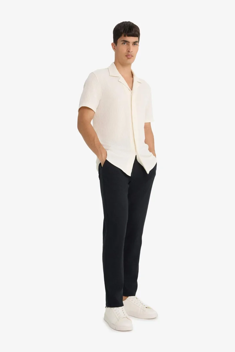 Defacto  Jogger Fit Elastic Waist Cotton Textured Trousers for Men | Best Price UAE