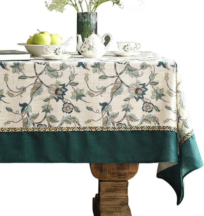 patdrea Designer Floral Linen Table Cloth French Spring Summer Durable Breathable Table Cover Decor Kitchen Dining Tablecloth for Rectangle Tables for Kitchen Dining ChristmasPatio63x 94 - Image 1