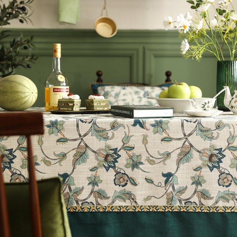 patdrea Designer Floral Linen Table Cloth French Spring Summer Durable Breathable Table Cover Decor Kitchen Dining Tablecloth for Rectangle Tables for Kitchen Dining ChristmasPatio63x 94 - Image 3