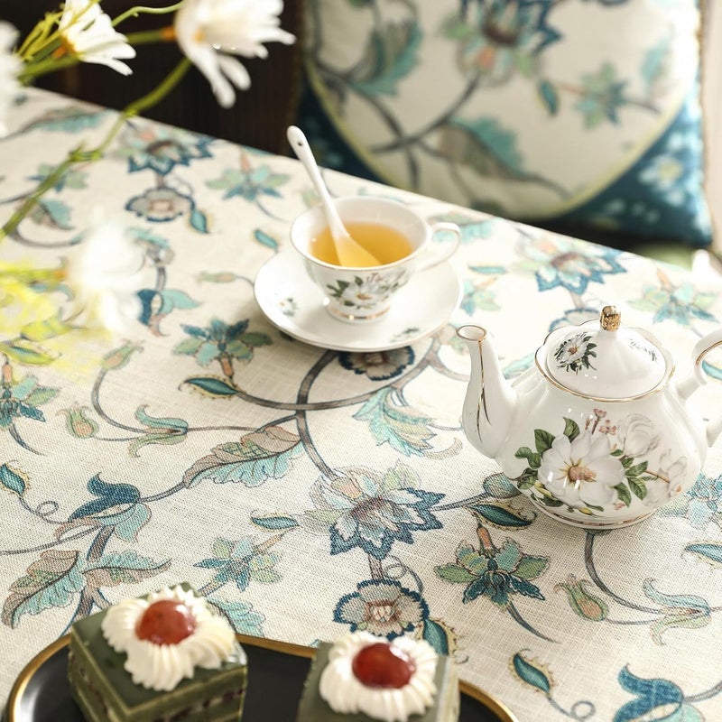 patdrea Designer Floral Linen Table Cloth French Spring Summer Durable Breathable Table Cover Decor Kitchen Dining Tablecloth for Rectangle Tables for Kitchen Dining ChristmasPatio63x 94 - Image 4