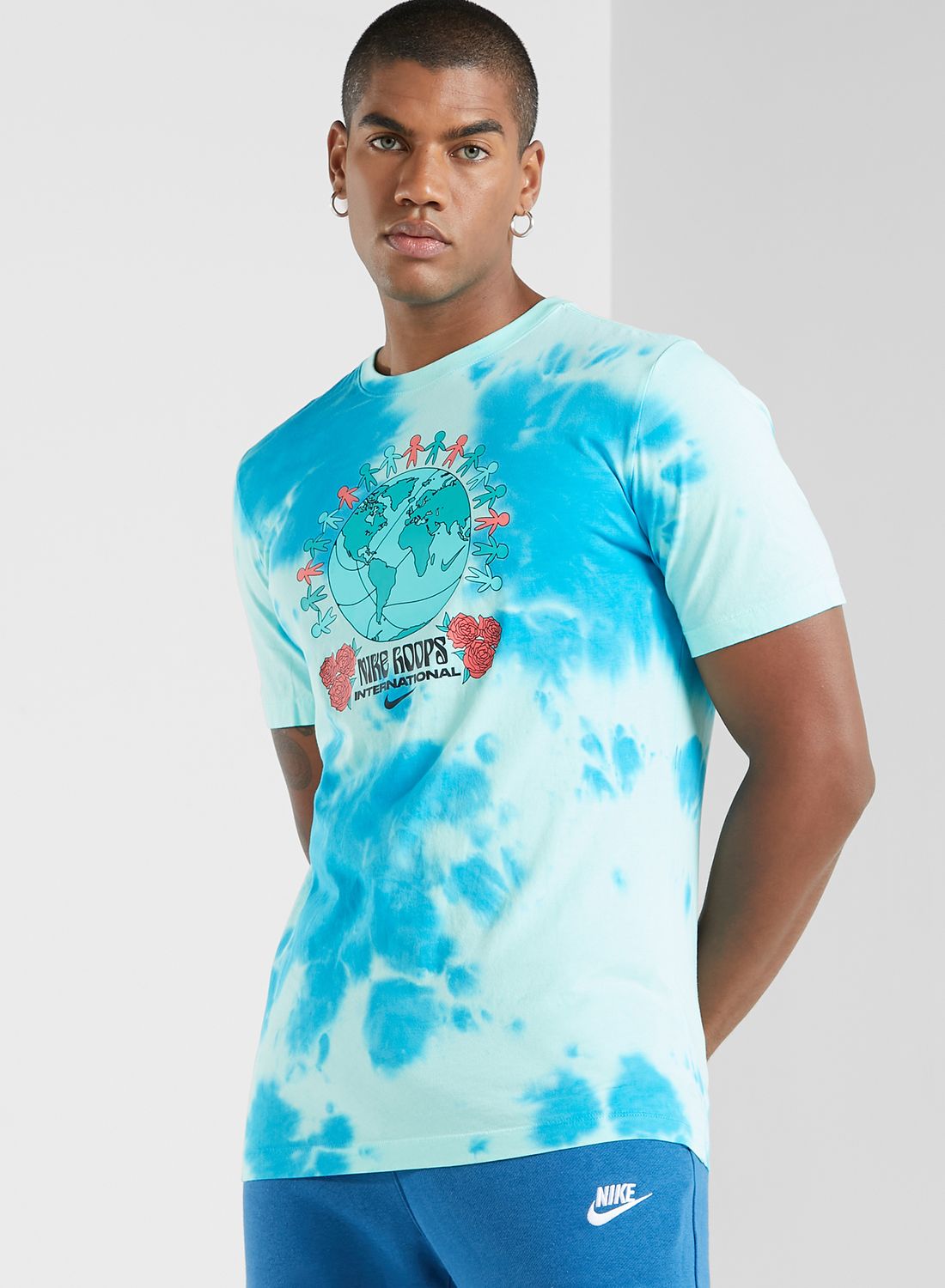 nike tie dye t shirt blue