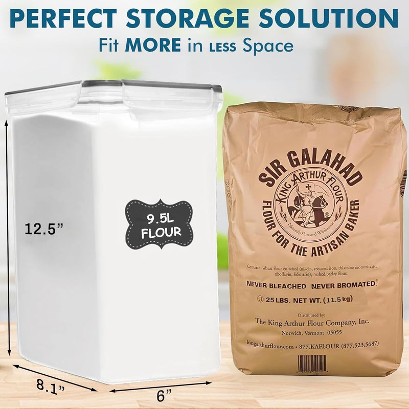 Shazo 2 PC (9.5L | 321 Oz) Extra Large Bulk Food Storage Containers with Airtight Lids for Flour, Sugar, Rice, Cereal & Pasta - Leakproof, BPA-Free Plastic Canisters for Kitchen & Pantry Organization - Image 2