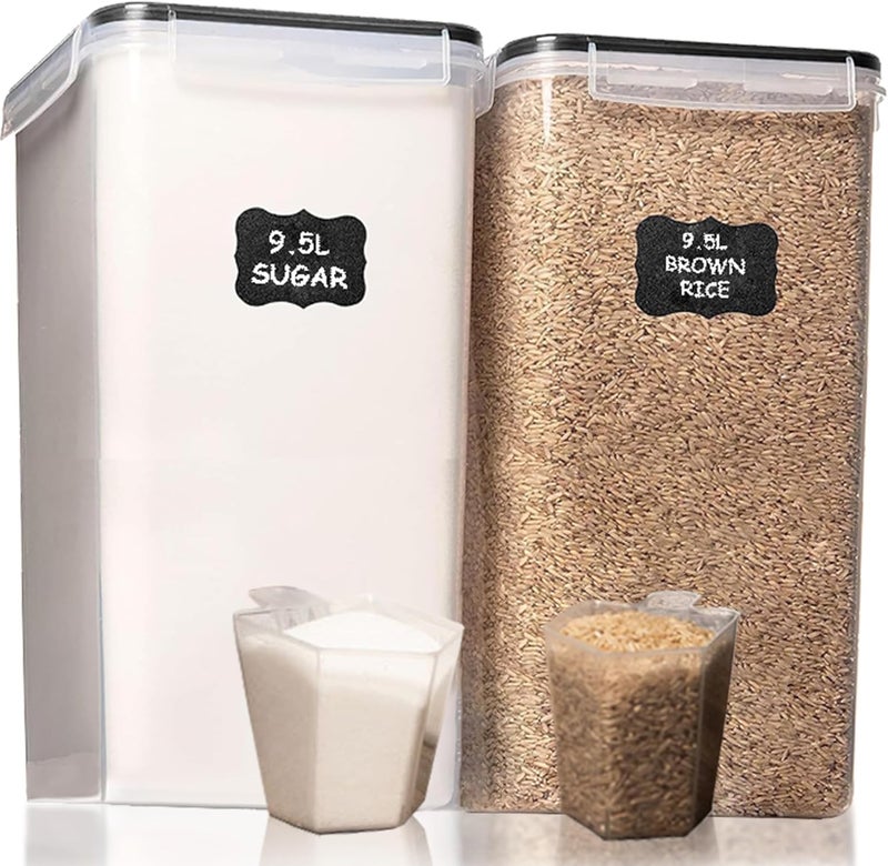 Shazo 2 PC (9.5L | 321 Oz) Extra Large Bulk Food Storage Containers with Airtight Lids for Flour, Sugar, Rice, Cereal & Pasta - Leakproof, BPA-Free Plastic Canisters for Kitchen & Pantry Organization - Image 1