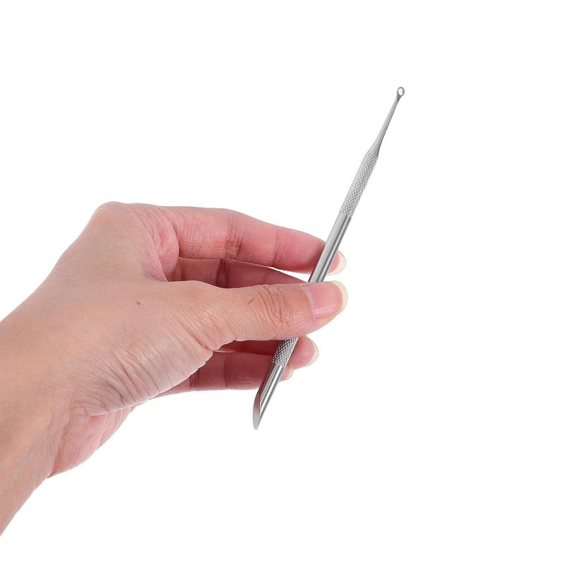 Double-ended Cuticle Pusher Nail Manicure Tool round Loop and Slanted Steel Ends Metal Silver Nail Cuticle Remover for Gel Polish Removal at Home Or Salon - Image 4
