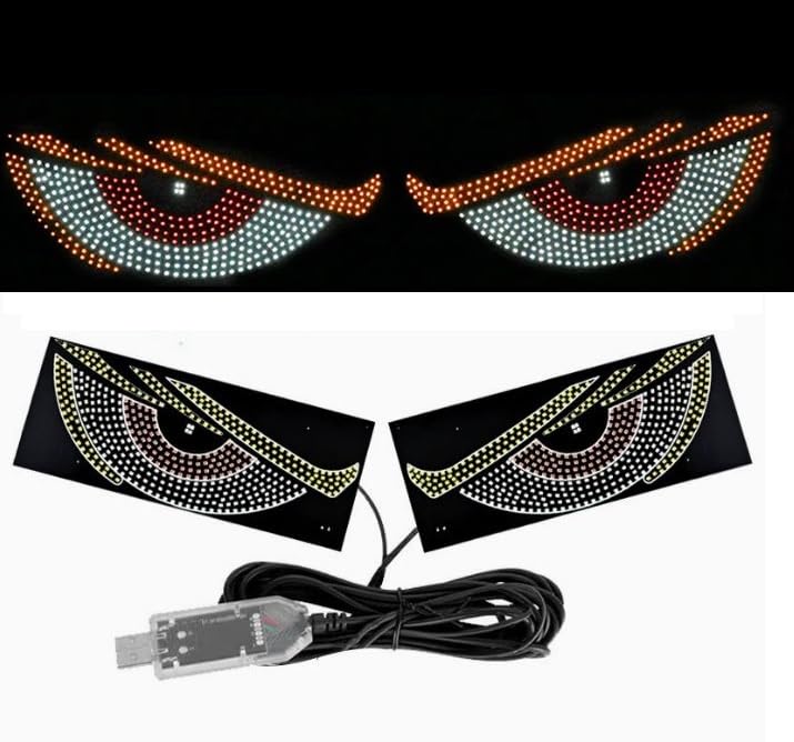 AutoBizarre أضواء LED عيون الشيطان لزجاج السيارة الأمامي مع USB لزجاج السيارة الخلفي عالمي لجميع السيارات والشاحنات والفانات، إلخ (أبيض) - Image 1