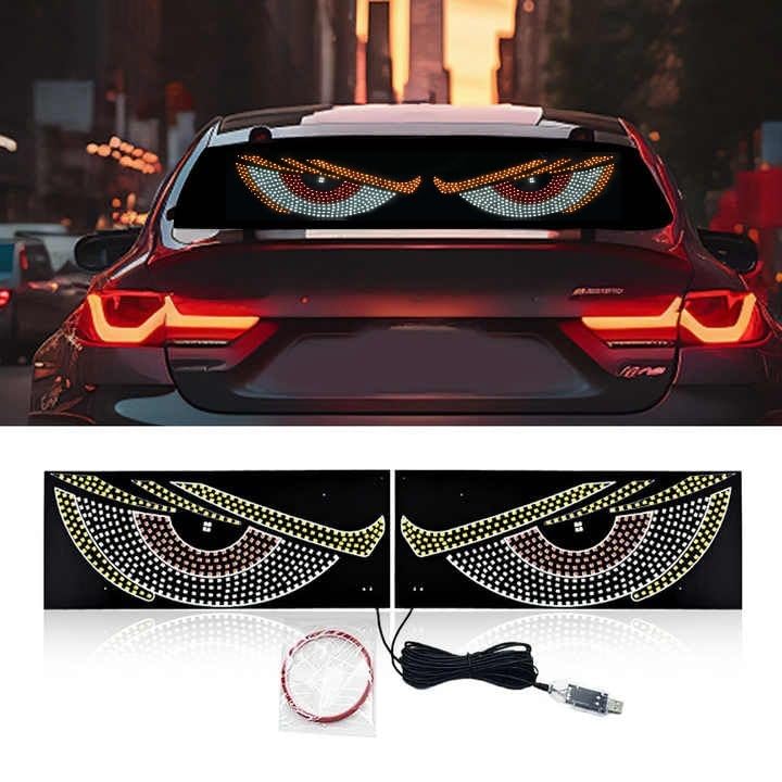 AutoBizarre أضواء LED عيون الشيطان لزجاج السيارة الأمامي مع USB لزجاج السيارة الخلفي عالمي لجميع السيارات والشاحنات والفانات، إلخ (أبيض) - Image 2