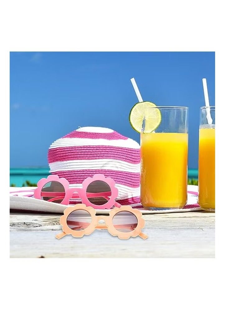 نظارات شمسية للأطفال مكونة من 3 قطع على شكل زهرة، نظارات دائرية للبنات على شكل زهرة، نظارات حماية من الأشعة فوق البنفسجية للشاطئ في الهواء الطلق لحفلات أعياد الميلاد - Image 5