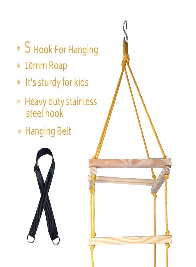 Boffle Hanging Square Ladder for Kids | Rope Ladder for Kids for Physical Activity | Tunnel Ladder Kids for Outdoor | Durable Hanging 4-Side Ladder Kids Made of Natural Wood - Image 3